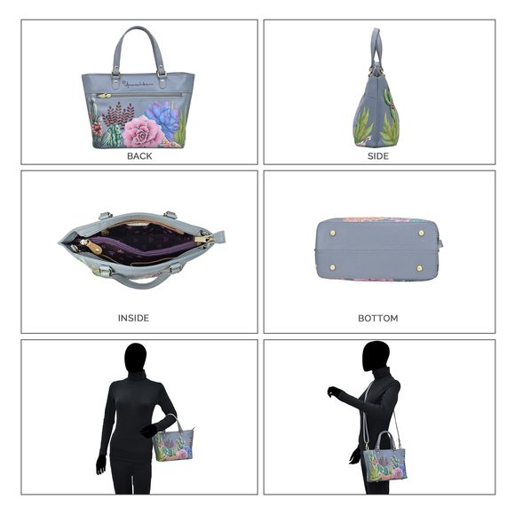 Hand-Painted Genuine Vegetable Tanned Leather Medium Tote - Desert :< - Picture 4 of 9